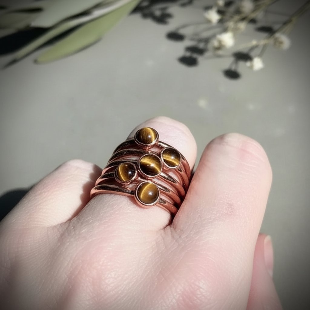Santa Fe Marketplace Tiger’s Eye Ring | Electroformed Copper | Made to Order Product Image: Tiger’s Eye Ring | Electroformed Copper | Made to Order