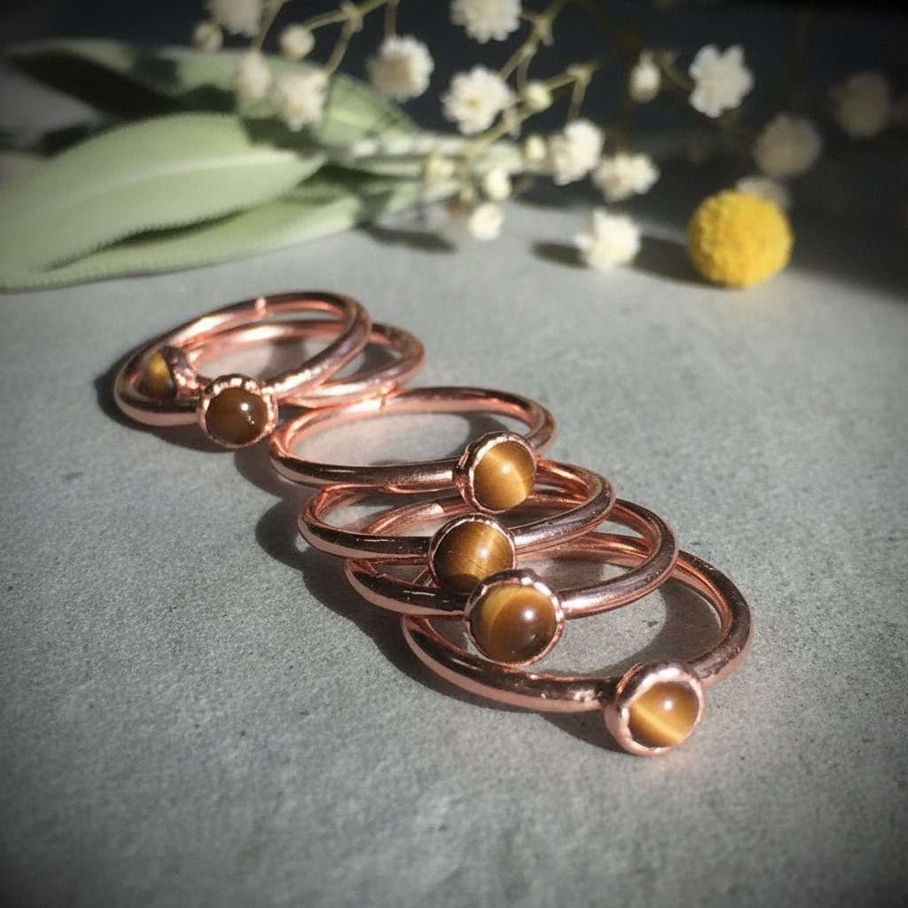Santa Fe Marketplace Tiger’s Eye Ring | Electroformed Copper | Made to Order Product Image: Tiger’s Eye Ring | Electroformed Copper | Made to Order