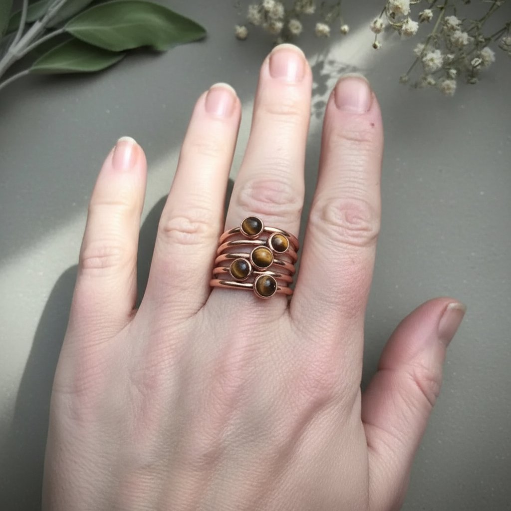 Santa Fe Marketplace Tiger’s Eye Ring | Electroformed Copper | Made to Order Product Image: Tiger’s Eye Ring | Electroformed Copper | Made to Order
