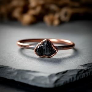 Santa Fe Marketplace Dainty Black Tourmaline Ring | Electroformed Copper | Made to Order Product Image: Dainty Black Tourmaline Ring | Electroformed Copper | Made to Order