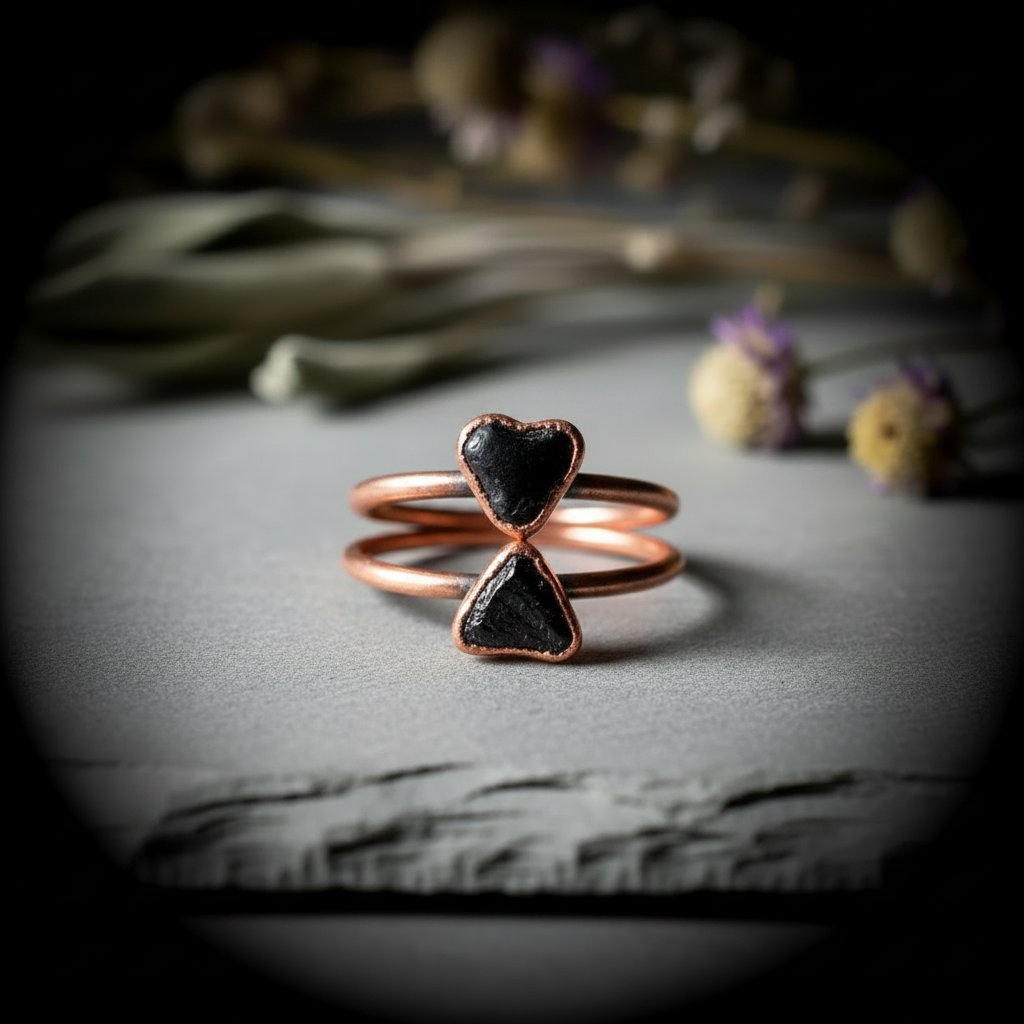 Santa Fe Marketplace Dainty Black Tourmaline Ring | Electroformed Copper | Made to Order Product Image: Dainty Black Tourmaline Ring | Electroformed Copper | Made to Order