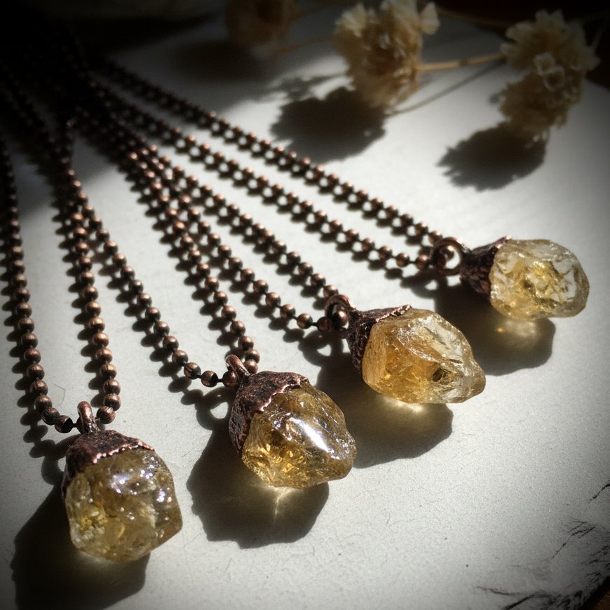 Santa Fe Marketplace Raw Citrine Birthstone Necklace | Electroformed Copper | November Birthstone | Made to Order Product Image: Raw Citrine Birthstone Necklace | Electroformed Copper | November Birthstone | Made to Order