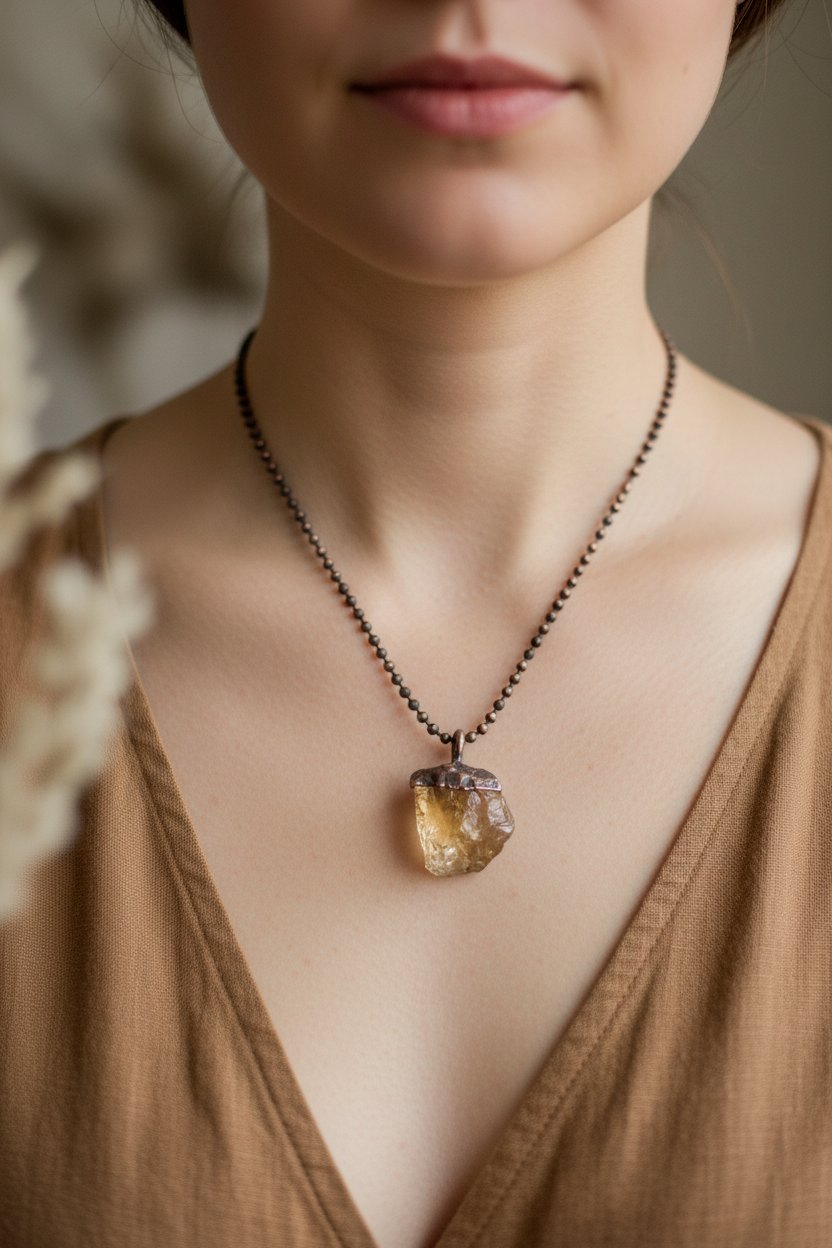 Santa Fe Marketplace Raw Citrine Birthstone Necklace | Electroformed Copper | November Birthstone | Made to Order Product Image: Raw Citrine Birthstone Necklace | Electroformed Copper | November Birthstone | Made to Order