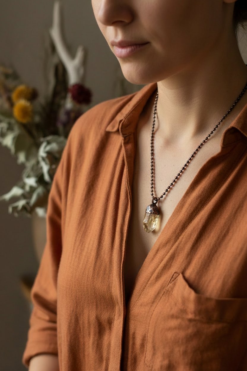Santa Fe Marketplace Raw Citrine Birthstone Necklace | Electroformed Copper | November Birthstone | Made to Order Product Image: Raw Citrine Birthstone Necklace | Electroformed Copper | November Birthstone | Made to Order