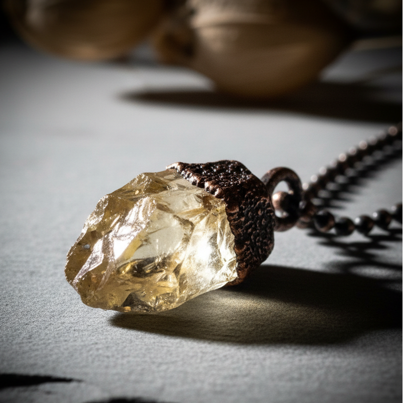 Santa Fe Marketplace Raw Citrine Birthstone Necklace | Electroformed Copper | November Birthstone | Made to Order Product Image: Raw Citrine Birthstone Necklace | Electroformed Copper | November Birthstone | Made to Order