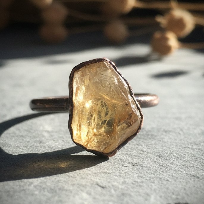 Santa Fe Marketplace Raw Citrine Statement Ring | Electroformed Copper | Bright or Antique Finish | Made to Order Product Image: Raw Citrine Statement Ring | Electroformed Copper | Bright or Antique Finish | Made to Order