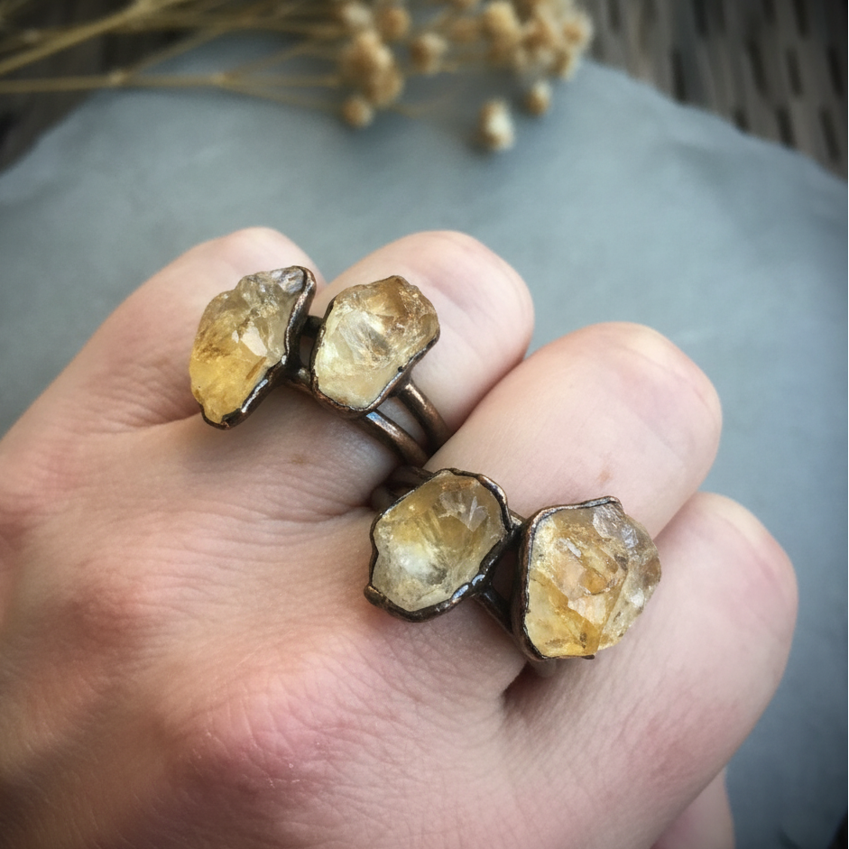 Santa Fe Marketplace Raw Citrine Statement Ring | Electroformed Copper | Bright or Antique Finish | Made to Order Product Image: Raw Citrine Statement Ring | Electroformed Copper | Bright or Antique Finish | Made to Order