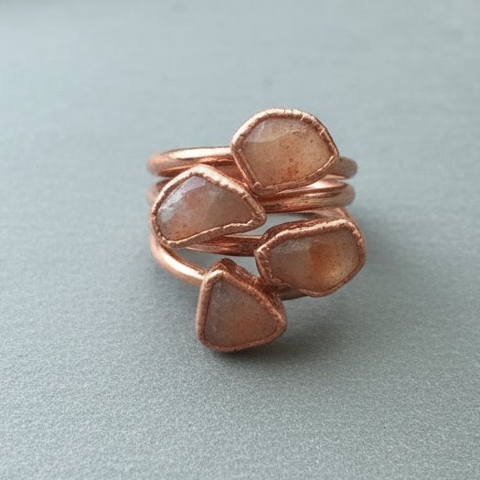 Santa Fe Marketplace Dainty Sunstone Stacking Ring | Electroformed Copper | Made to Order Product Image: Dainty Sunstone Stacking Ring | Electroformed Copper | Made to Order