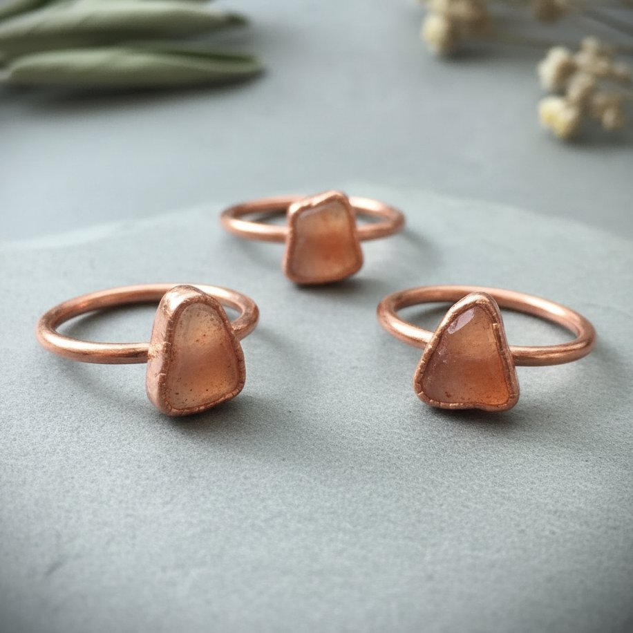 Santa Fe Marketplace Dainty Sunstone Stacking Ring | Electroformed Copper | Made to Order Product Image: Dainty Sunstone Stacking Ring | Electroformed Copper | Made to Order