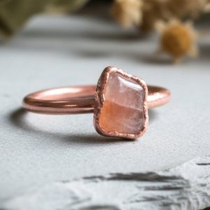 Santa Fe Marketplace Dainty Sunstone Stacking Ring | Electroformed Copper | Made to Order Product Image: Dainty Sunstone Stacking Ring | Electroformed Copper | Made to Order