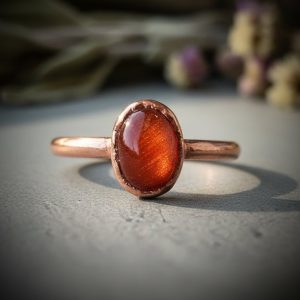 Santa Fe Marketplace Sunstone Ring | Oval Cabochon | Handcrafted Electroformed Copper | Made to Order Product Image: Sunstone Ring | Oval Cabochon | Handcrafted Electroformed Copper | Made to Order