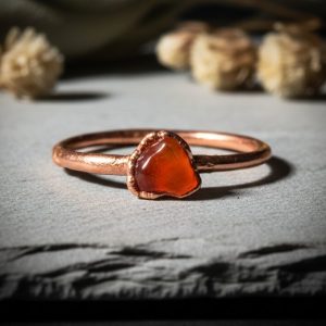 Santa Fe Marketplace Dainty Carnelian Ring | Tumbled Stone | Electroformed Copper | Made to Order Product Image: Dainty Carnelian Ring | Tumbled Stone | Electroformed Copper | Made to Order