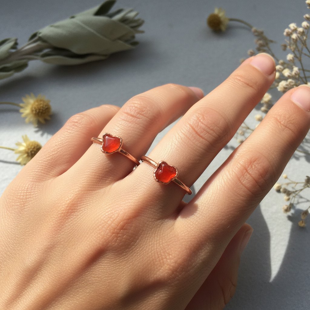 Santa Fe Marketplace Dainty Carnelian Ring | Tumbled Stone | Electroformed Copper | Made to Order Product Image: Dainty Carnelian Ring | Tumbled Stone | Electroformed Copper | Made to Order