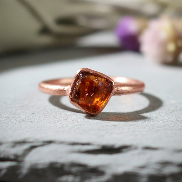 Santa Fe Marketplace Raw Black Amber Ring | Grade A Indonesian Amber | Electroformed Copper | Made to Order Product Image: Raw Black Amber Ring | Grade A Indonesian Amber | Electroformed Copper | Made to Order