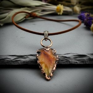 Santa Fe Marketplace Carnelian Arrowhead Necklace | Electroformed Copper | Adjustable Leather Cord | Made to Order Product Image: Carnelian Arrowhead Necklace | Electroformed Copper | Adjustable Leather Cord | Made to Order