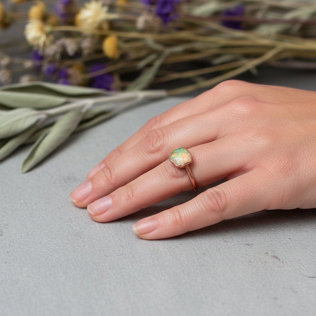 Santa Fe Marketplace Raw Welo Opal Ring | Electroformed Copper | October Birthstone | Made to Order Product Image: Raw Welo Opal Ring | Electroformed Copper | October Birthstone | Made to Order