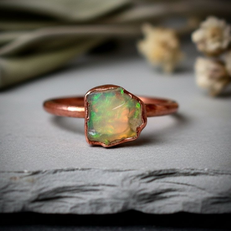 Santa Fe Marketplace Raw Welo Opal Ring | Electroformed Copper | October Birthstone | Made to Order Product Image: Raw Welo Opal Ring | Electroformed Copper | October Birthstone | Made to Order