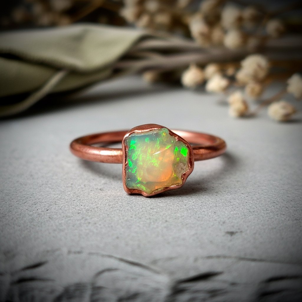 Santa Fe Marketplace Raw Welo Opal Ring | Electroformed Copper | October Birthstone | Made to Order Product Image: Raw Welo Opal Ring | Electroformed Copper | October Birthstone | Made to Order