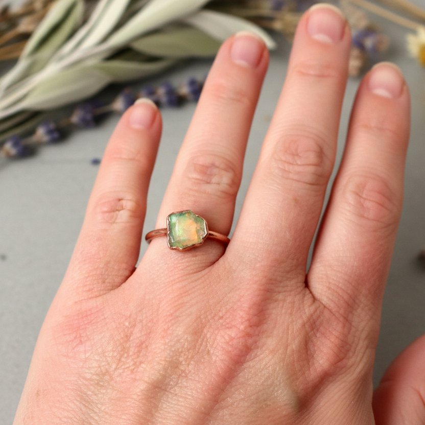 Santa Fe Marketplace Raw Welo Opal Ring | Electroformed Copper | October Birthstone | Made to Order Product Image: Raw Welo Opal Ring | Electroformed Copper | October Birthstone | Made to Order