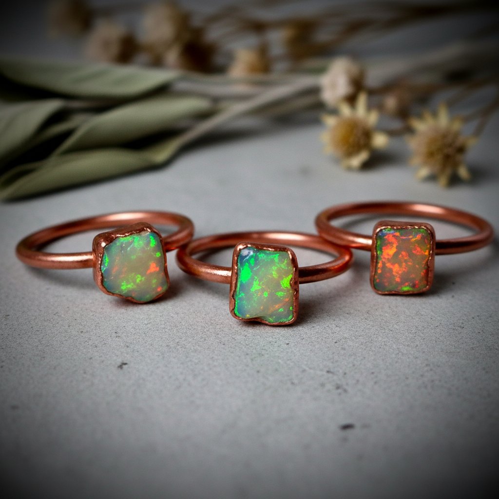 Santa Fe Marketplace Raw Welo Opal Ring | Electroformed Copper | October Birthstone | Made to Order Product Image: Raw Welo Opal Ring | Electroformed Copper | October Birthstone | Made to Order