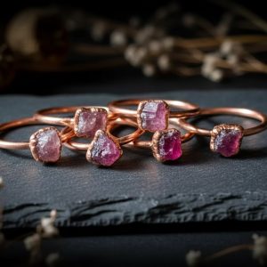 Santa Fe Marketplace Raw Pink Tourmaline Ring | Electroformed Copper | Made to Order Product Image: Raw Pink Tourmaline Ring | Electroformed Copper | Made to Order