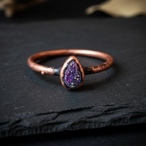 Santa Fe Marketplace Druzy Quartz Teardrop Ring | Electroformed Copper | Made to Order Product Image: Druzy Quartz Teardrop Ring | Electroformed Copper | Made to Order