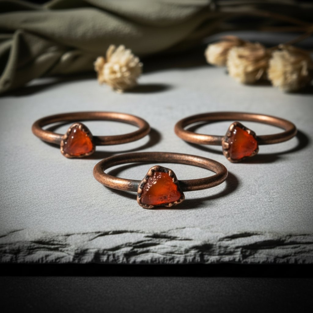 Santa Fe Marketplace Dainty Carnelian Ring | Tumbled Stone | Electroformed Copper | Made to Order Product Image: Dainty Carnelian Ring | Tumbled Stone | Electroformed Copper | Made to Order