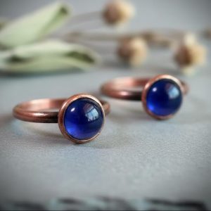 Santa Fe Marketplace Iolite Ring | Electroformed Copper Cabochon, Deep Blue Stone Product Image: Iolite Ring | Electroformed Copper Cabochon, Deep Blue Stone