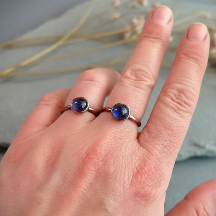 Santa Fe Marketplace Iolite Ring | Electroformed Copper Cabochon, Deep Blue Stone Product Image: Iolite Ring | Electroformed Copper Cabochon, Deep Blue Stone