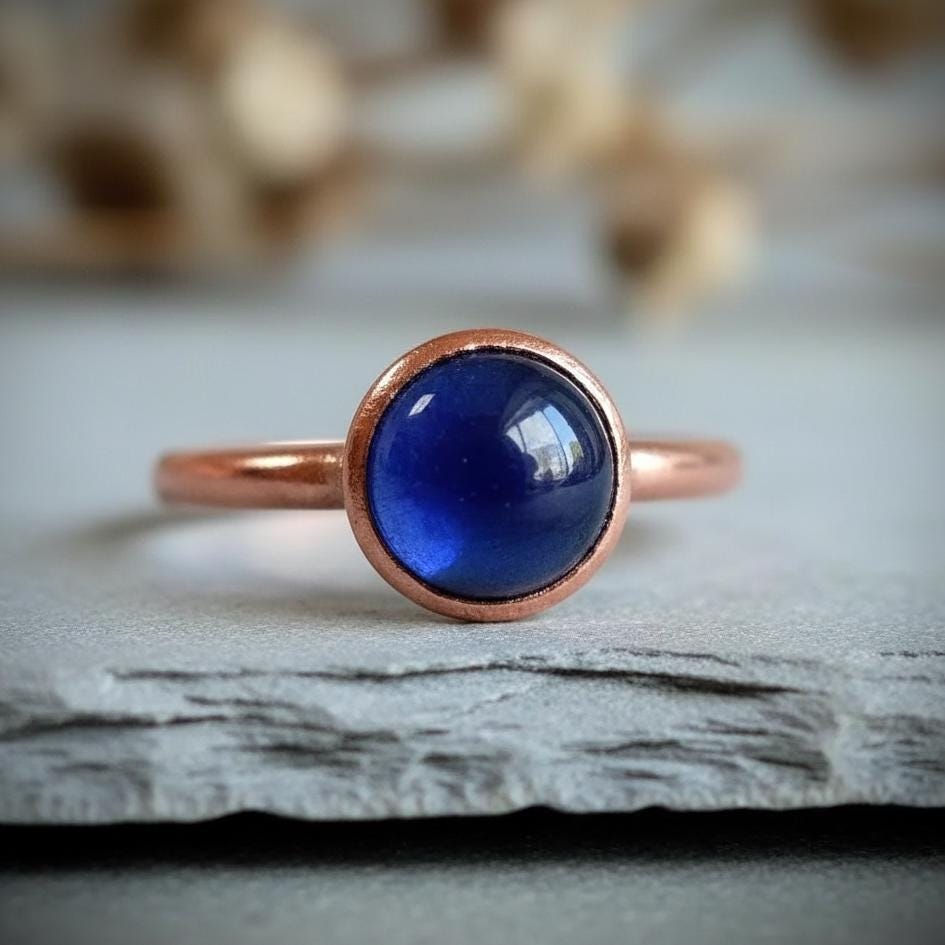 Santa Fe Marketplace Iolite Ring | Electroformed Copper Cabochon, Deep Blue Stone Product Image: Iolite Ring | Electroformed Copper Cabochon, Deep Blue Stone