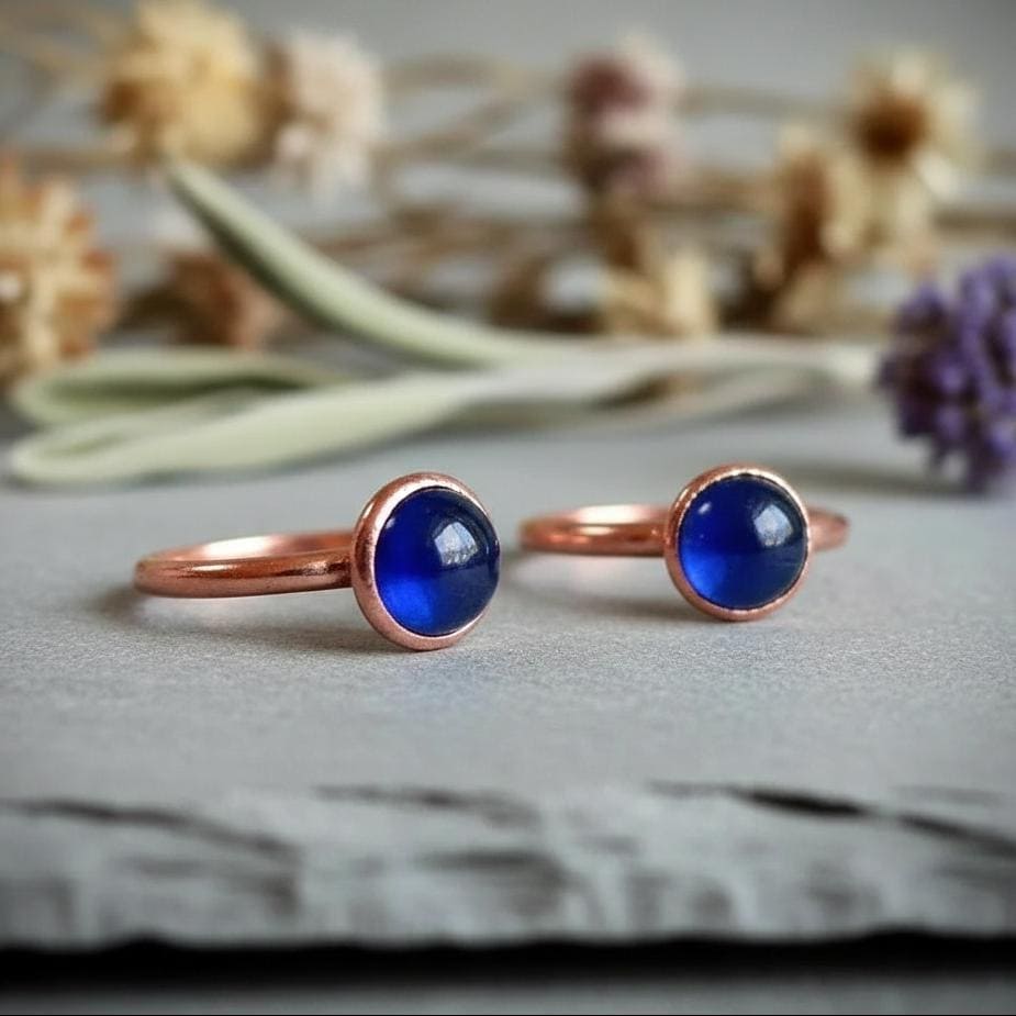 Santa Fe Marketplace Iolite Ring | Electroformed Copper Cabochon, Deep Blue Stone Product Image: Iolite Ring | Electroformed Copper Cabochon, Deep Blue Stone