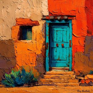 Santa Fe Marketplace MINI_Turquoise Door 12’X12″-Digital CANVAS PRINT- Product Image: MINI_Turquoise Door 12’X12″-Digital CANVAS PRINT-