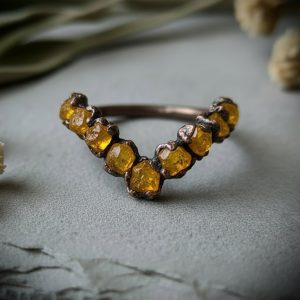 Product Image: Raw Citrine Chevron Ring | November Birthstone | Antique Copper Electroformed | Made to Order