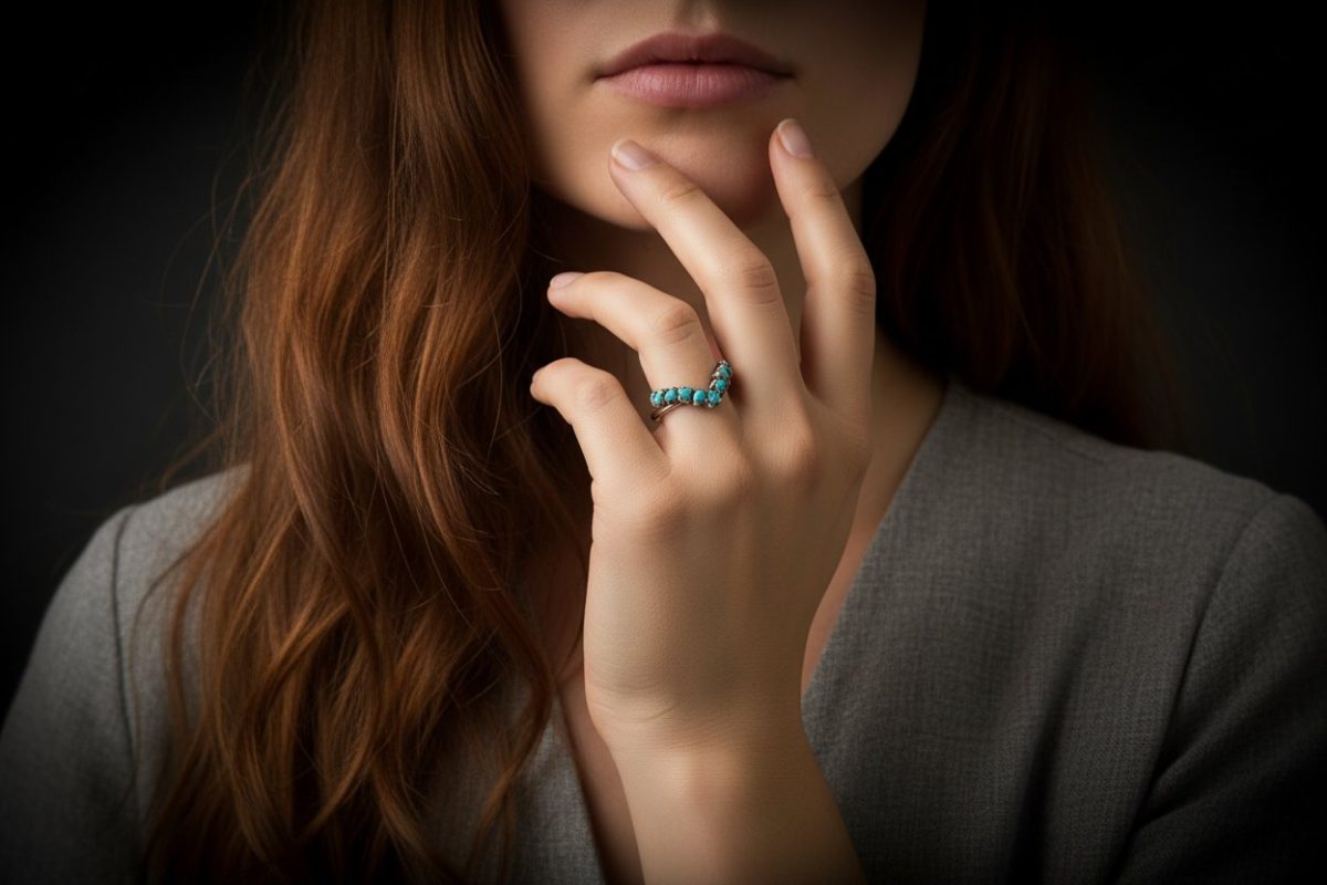 Santa Fe Marketplace Raw Turquoise Chevron Ring | December Birthstone | Silver-Plated Copper Electroformed | Made to Order Product Image: Raw Turquoise Chevron Ring | December Birthstone | Silver-Plated Copper Electroformed | Made to Order