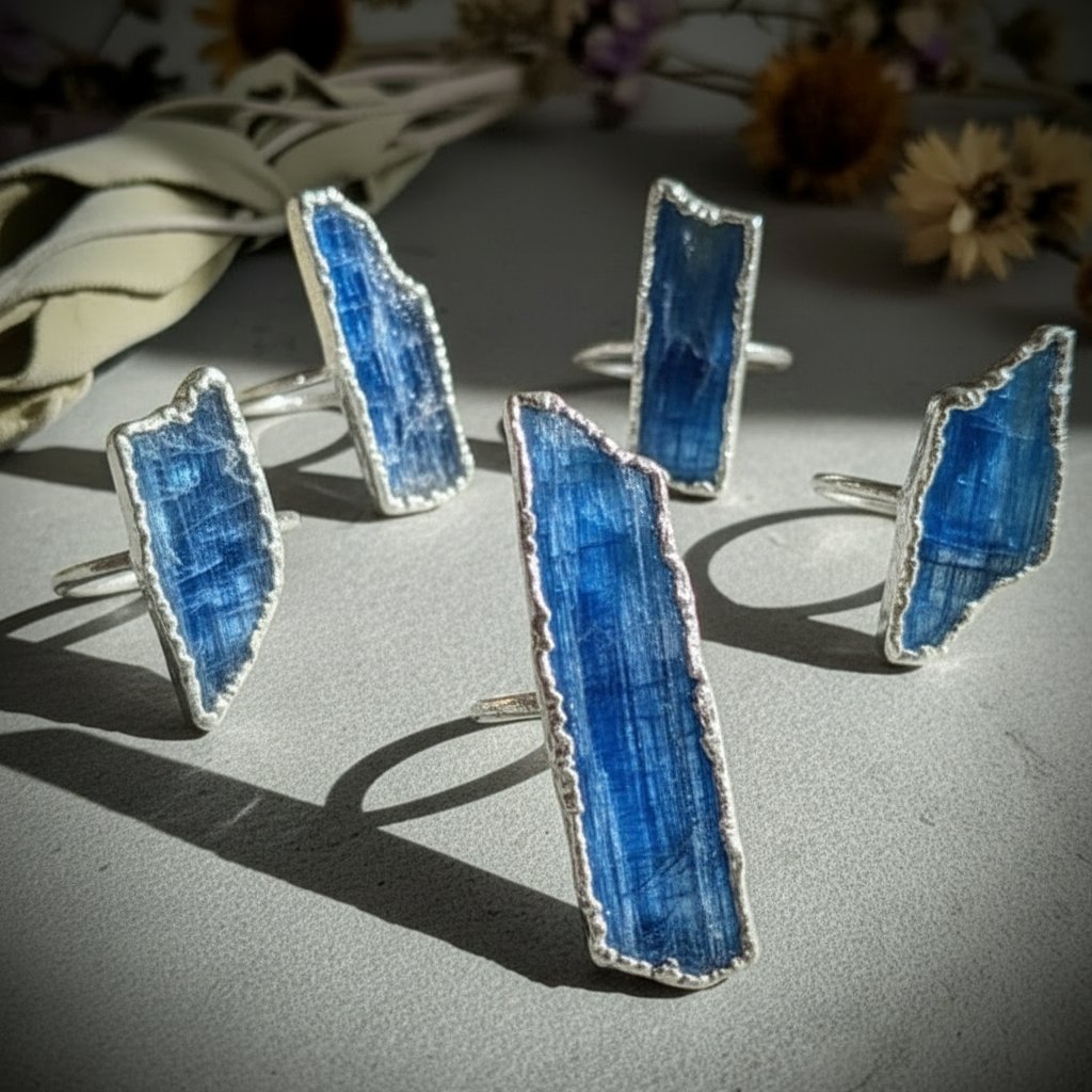 Santa Fe Marketplace Blue Kyanite Ring | Raw Blade | Silver Plated Electroformed | Made to Order Product Image: Blue Kyanite Ring | Raw Blade | Silver Plated Electroformed | Made to Order