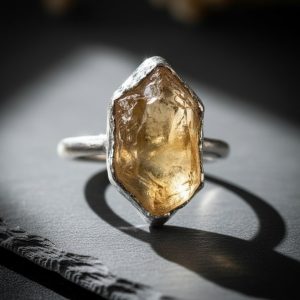 Product Image: Raw Citrine Ring | Silver Plated Electroformed | Made to Order