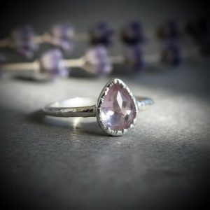 Product Image: Lavender Amethyst Ring | Faceted Pear | Silver Plated Electroformed | Made to Order