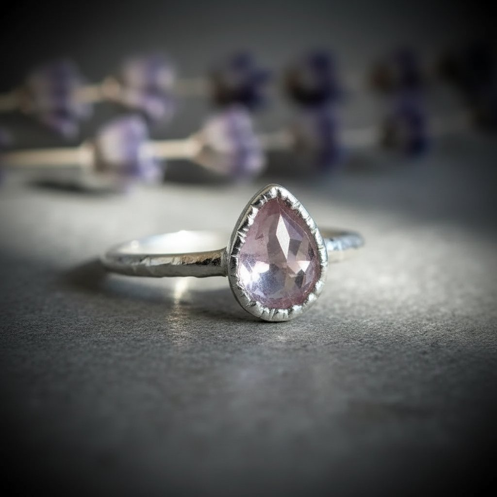 Santa Fe Marketplace Lavender Amethyst Ring | Faceted Pear | Silver Plated Electroformed | Made to Order Product Image: Lavender Amethyst Ring | Faceted Pear | Silver Plated Electroformed | Made to Order
