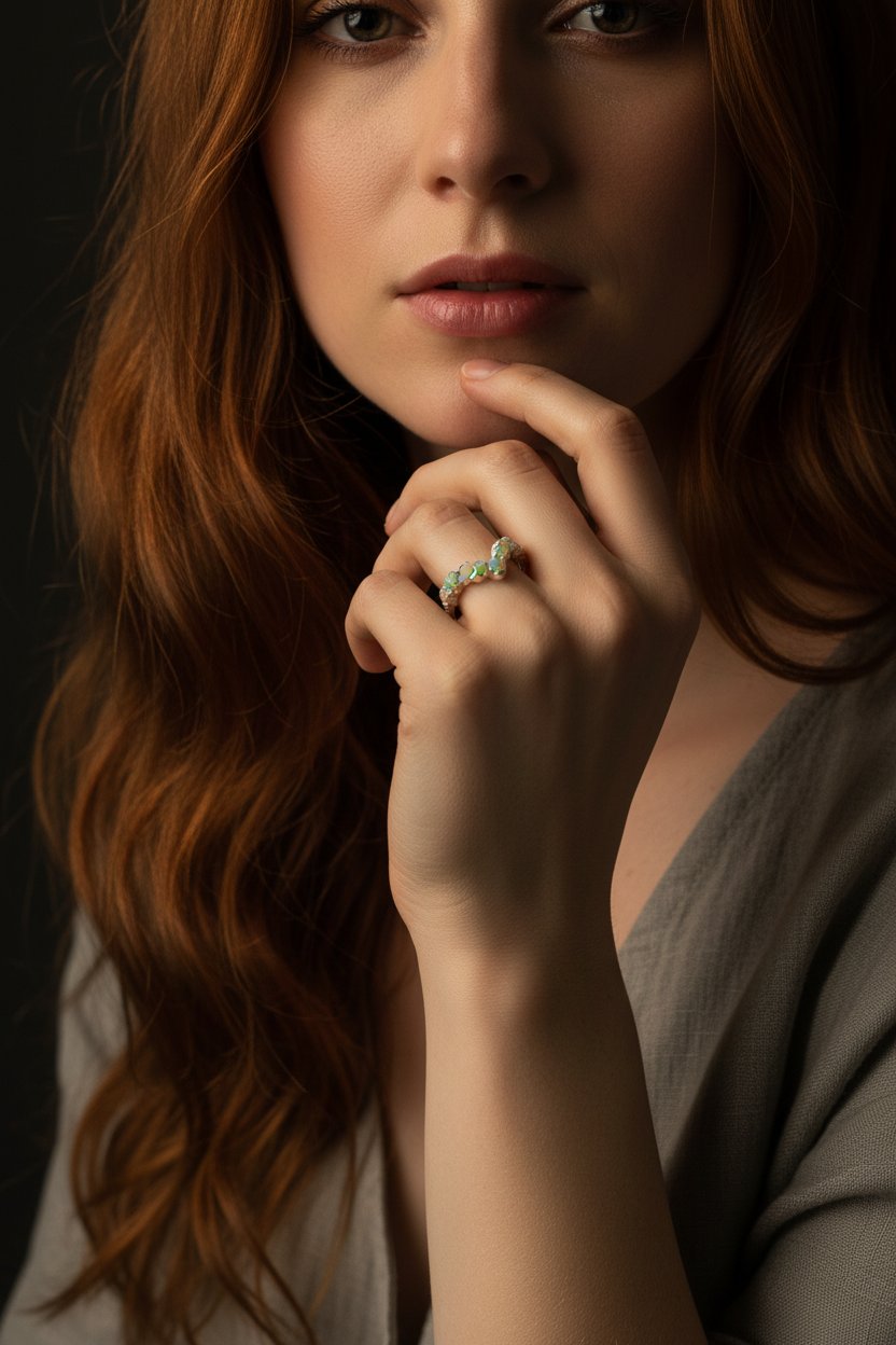 Santa Fe Marketplace Raw Ethiopian Opal Chevron Ring | October Birthstone | Silver Plated Electroformed | Made to Order Product Image: Raw Ethiopian Opal Chevron Ring | October Birthstone | Silver Plated Electroformed | Made to Order