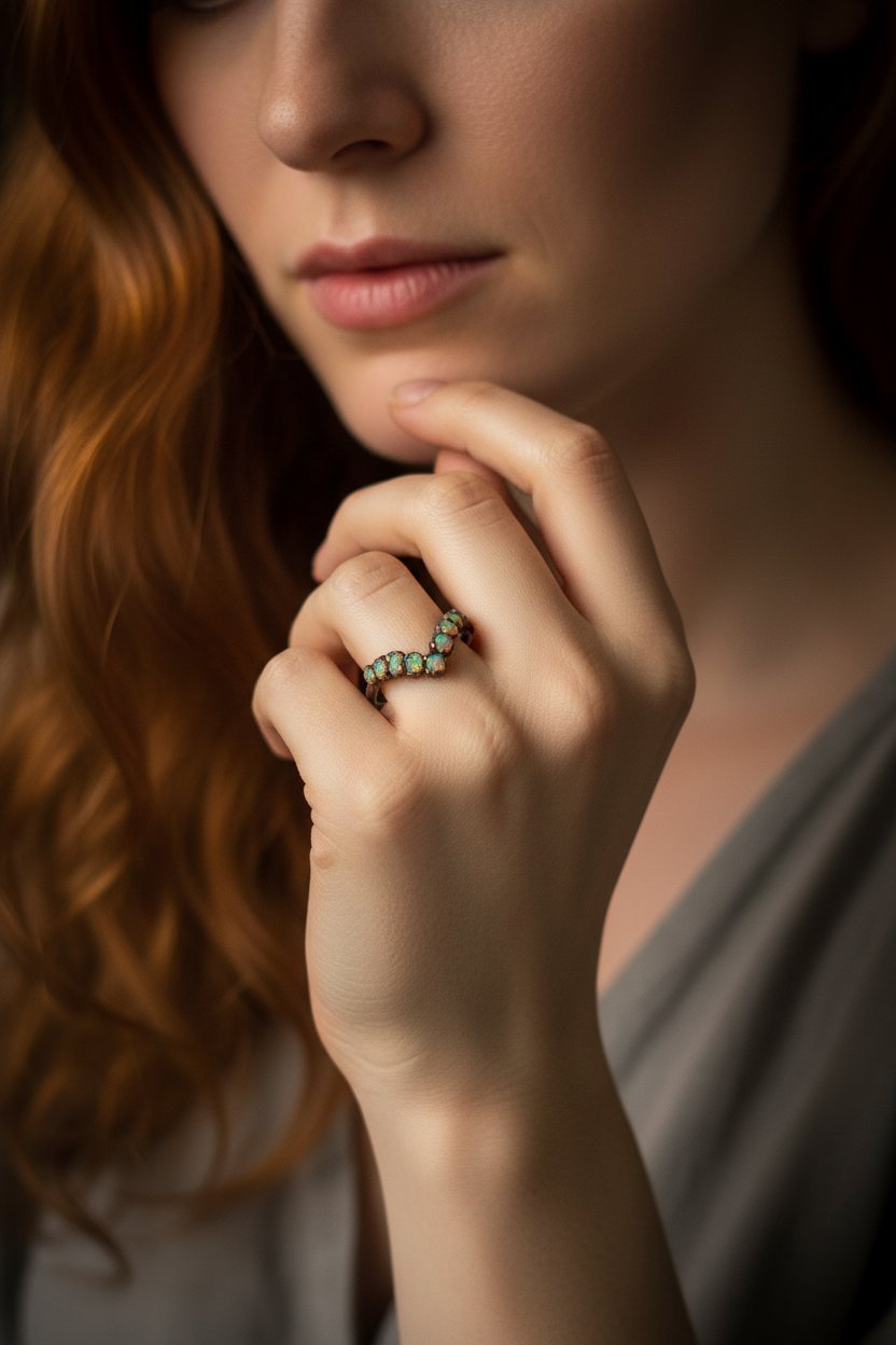 Santa Fe Marketplace Raw Ethiopian Opal Chevron Ring | October Birthstone | Antique Copper Electroformed | Made to Order Product Image: Raw Ethiopian Opal Chevron Ring | October Birthstone | Antique Copper Electroformed | Made to Order