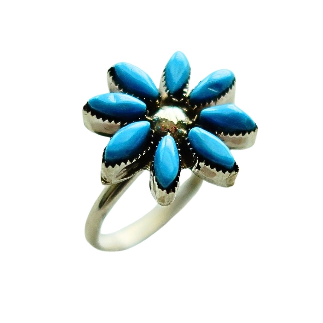 Santa Fe Marketplace Petit Point Turquoise Ring Size 9 Product Image: Petit Point Turquoise Ring Size 9