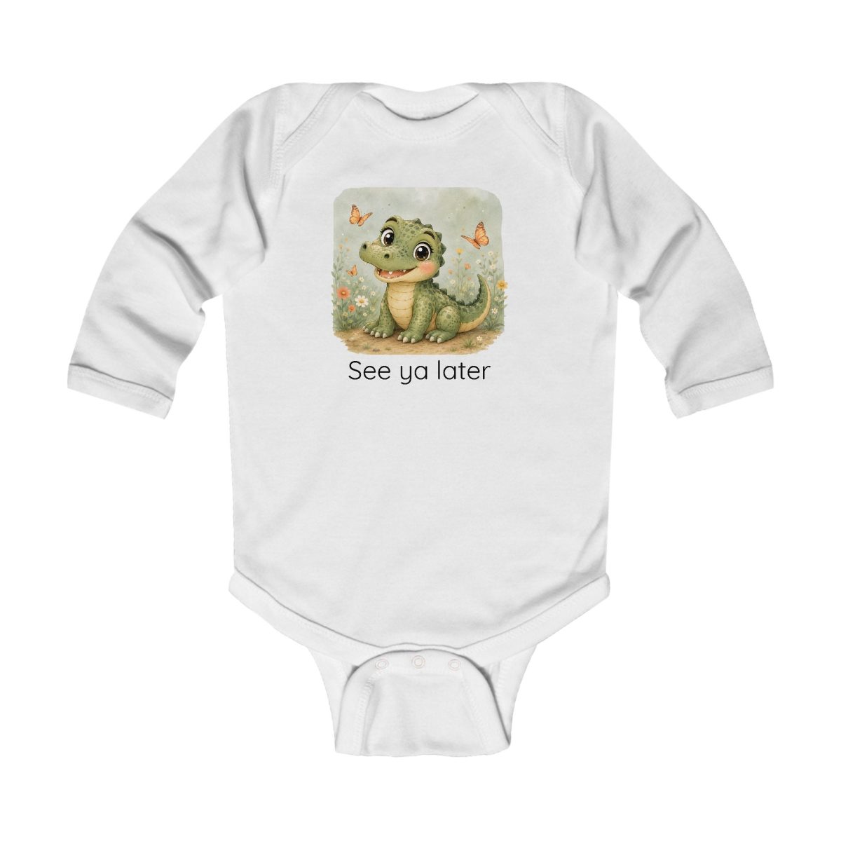 Santa Fe Marketplace Alligator Infant Long Sleeve Onesie — Cute Gender Neutral Bodysuit Product Image: Alligator Infant Long Sleeve Onesie — Cute Gender Neutral Bodysuit