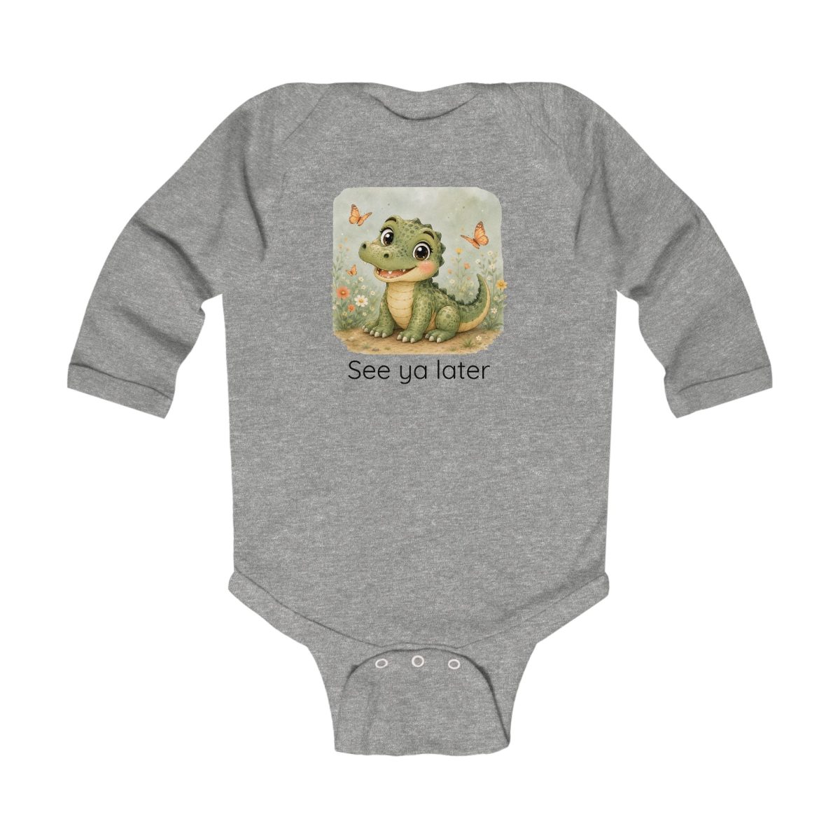 Santa Fe Marketplace Alligator Infant Long Sleeve Onesie — Cute Gender Neutral Bodysuit Product Image: Alligator Infant Long Sleeve Onesie — Cute Gender Neutral Bodysuit