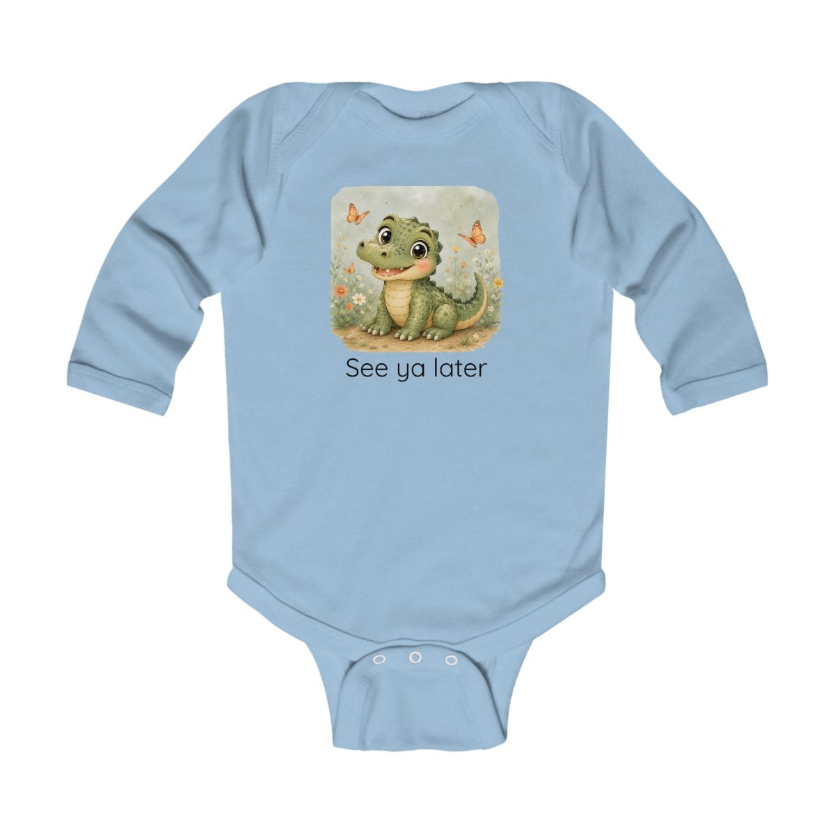 Santa Fe Marketplace Alligator Infant Long Sleeve Onesie — Cute Gender Neutral Bodysuit Product Image: Alligator Infant Long Sleeve Onesie — Cute Gender Neutral Bodysuit