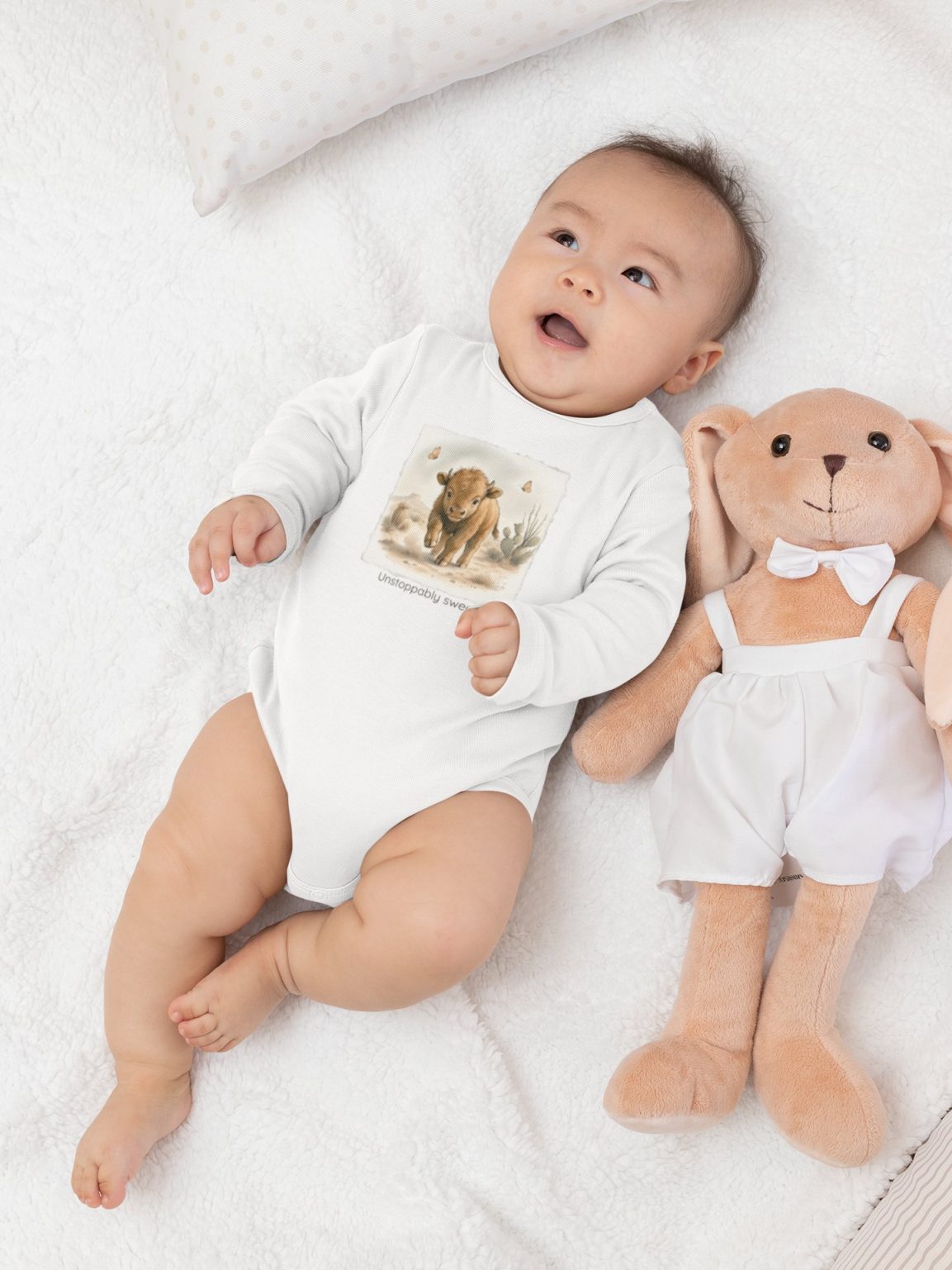 Santa Fe Marketplace Buffalo Infant Long Sleeve Onesie — Cute Gender Neutral Bodysuit Product Image: Buffalo Infant Long Sleeve Onesie — Cute Gender Neutral Bodysuit