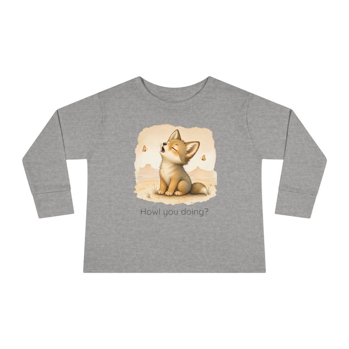 Santa Fe Marketplace Coyote Toddler Long Sleeve Shirt — Gender Neutral Tee Product Image: Coyote Toddler Long Sleeve Shirt — Gender Neutral Tee