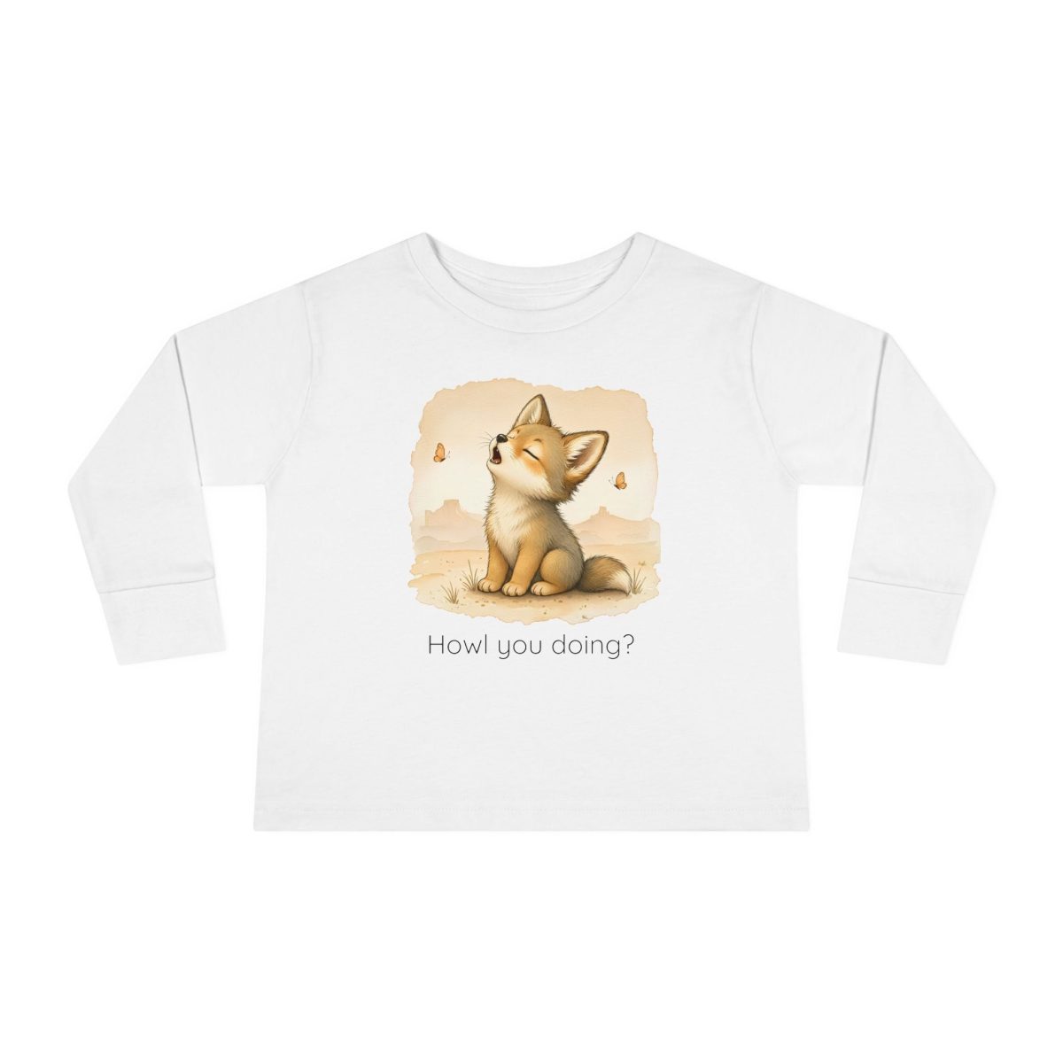Santa Fe Marketplace Coyote Toddler Long Sleeve Shirt — Gender Neutral Tee Product Image: Coyote Toddler Long Sleeve Shirt — Gender Neutral Tee
