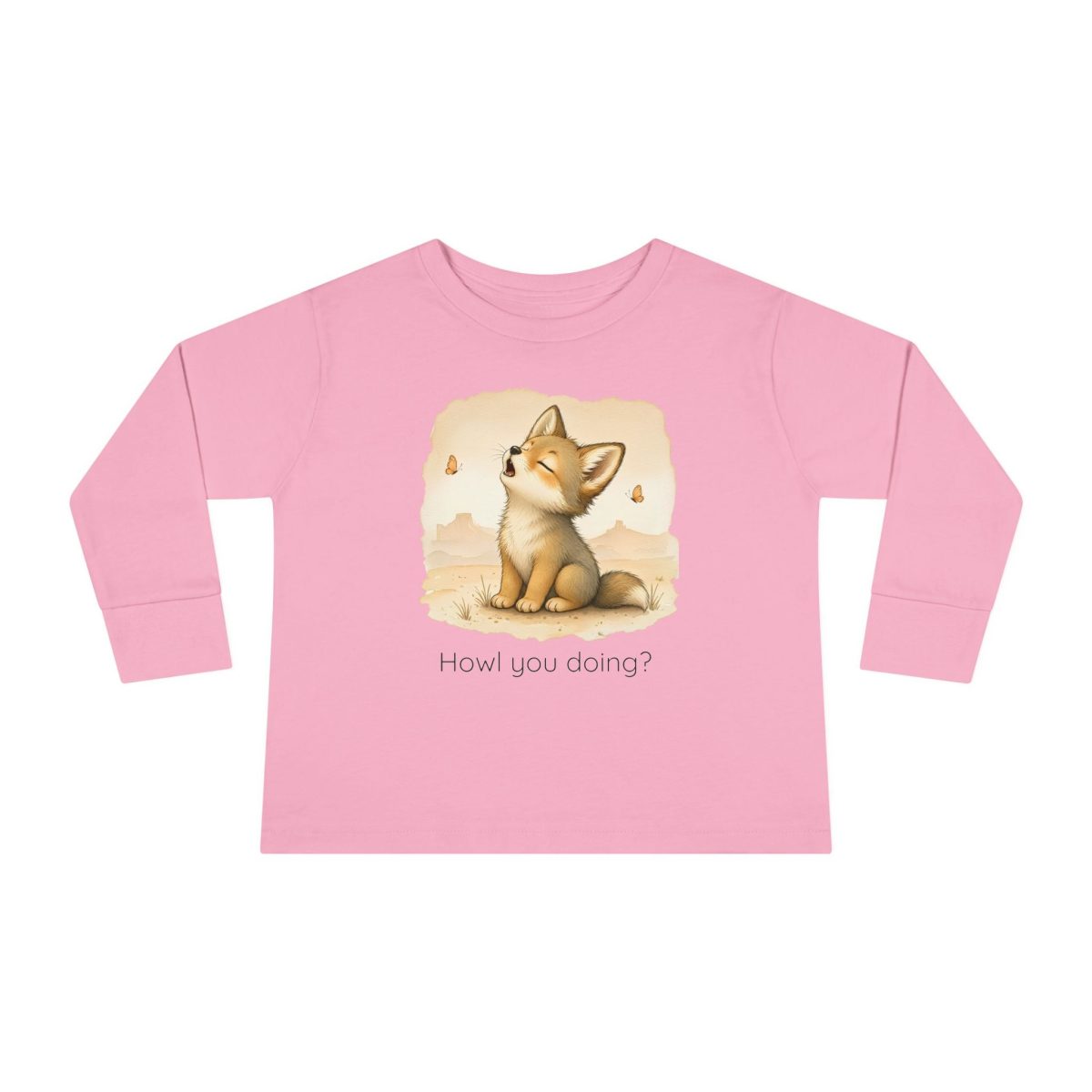 Santa Fe Marketplace Coyote Toddler Long Sleeve Shirt — Gender Neutral Tee Product Image: Coyote Toddler Long Sleeve Shirt — Gender Neutral Tee