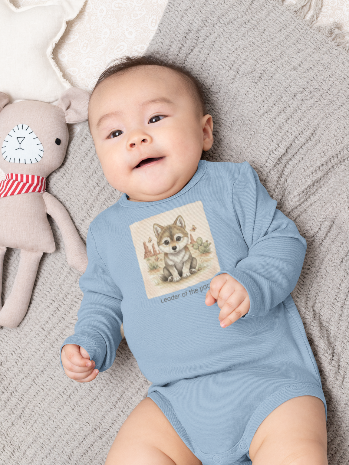 Santa Fe Marketplace Wolf Infant Long Sleeve Onesie — Cute Gender Neutral Bodysuit Product Image: Wolf Infant Long Sleeve Onesie — Cute Gender Neutral Bodysuit