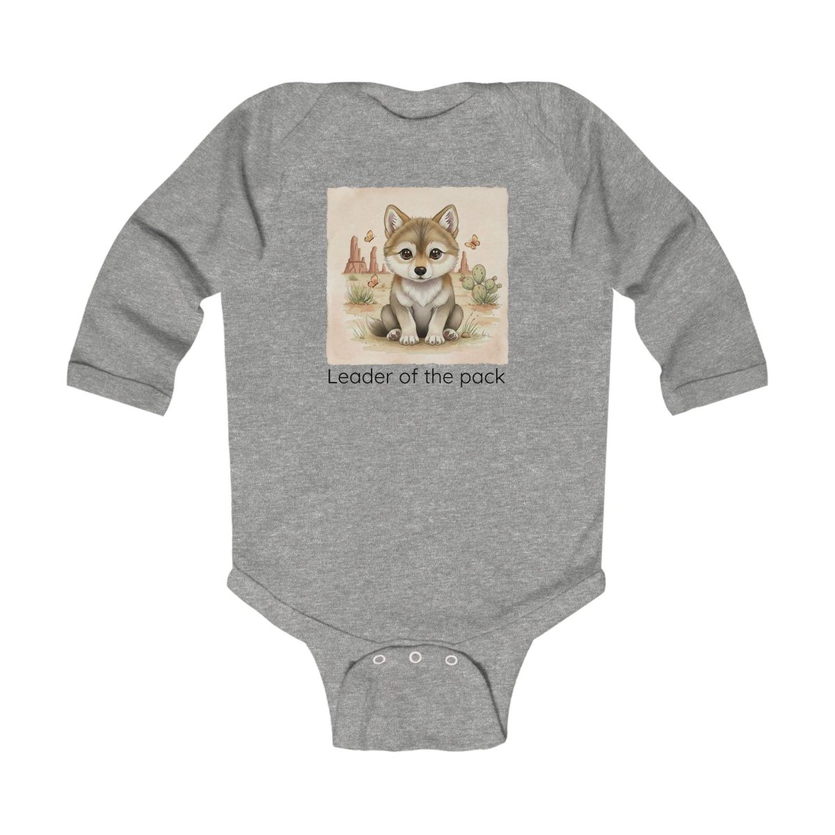 Santa Fe Marketplace Wolf Infant Long Sleeve Onesie — Cute Gender Neutral Bodysuit Product Image: Wolf Infant Long Sleeve Onesie — Cute Gender Neutral Bodysuit